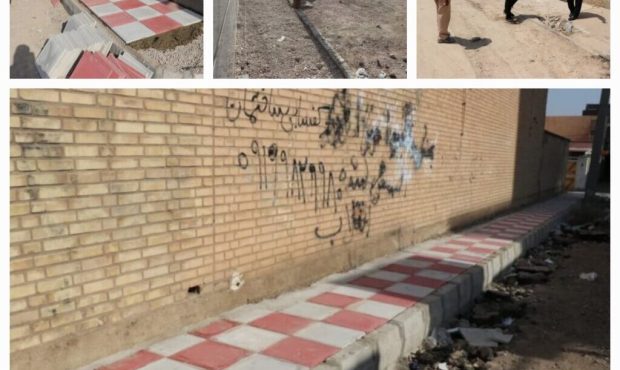 اجرای عملیات جدول گذاری و سنگ فرش پیاده رو محله شصت دستگاه توسط شهرداری مسجدسلیمان