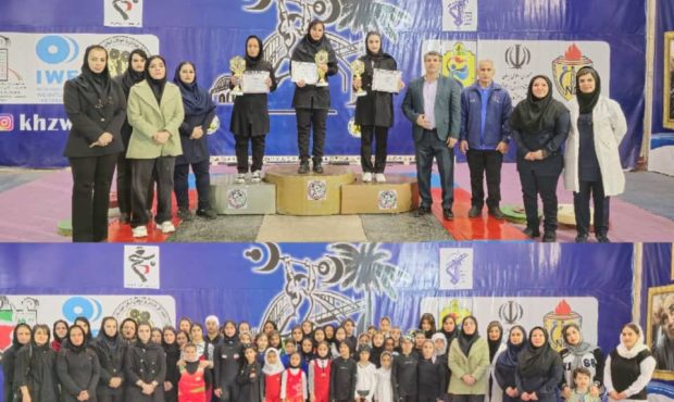 جام قهرمانی لیگ وزنه برداری خوزستان در دستان بانوان نونهال مسجدسلیمانی