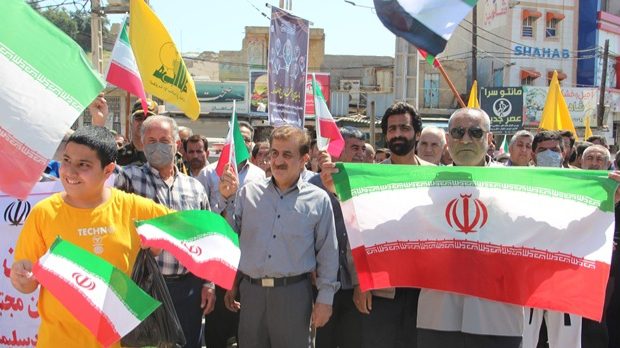 برگزاری مراسم راهپیمایی روز جهانی قدس همزمان با سراسر کشور، در مسجدسلیمان