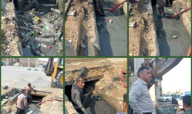 آماده باش  شهرداری آبژدان در برابر ال نینو؛ رفع انسداد کانال های دفع آبهای سطحی با تلاش بی وقفه پرسنل